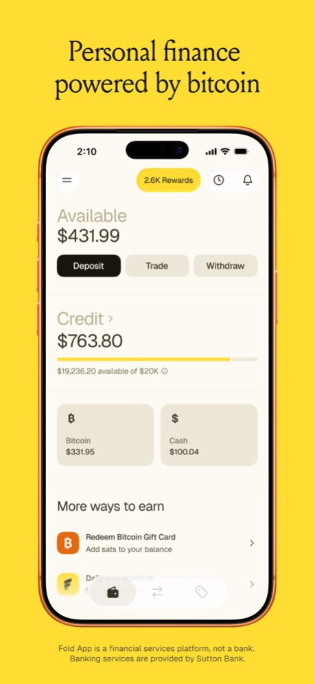Fold: Bitcoin Personal Finance 200.46.0 Screenshot