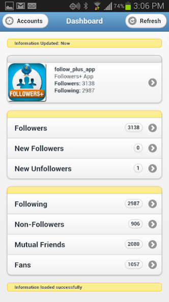 Followers+ for Twitter 1.2.0 Screenshot