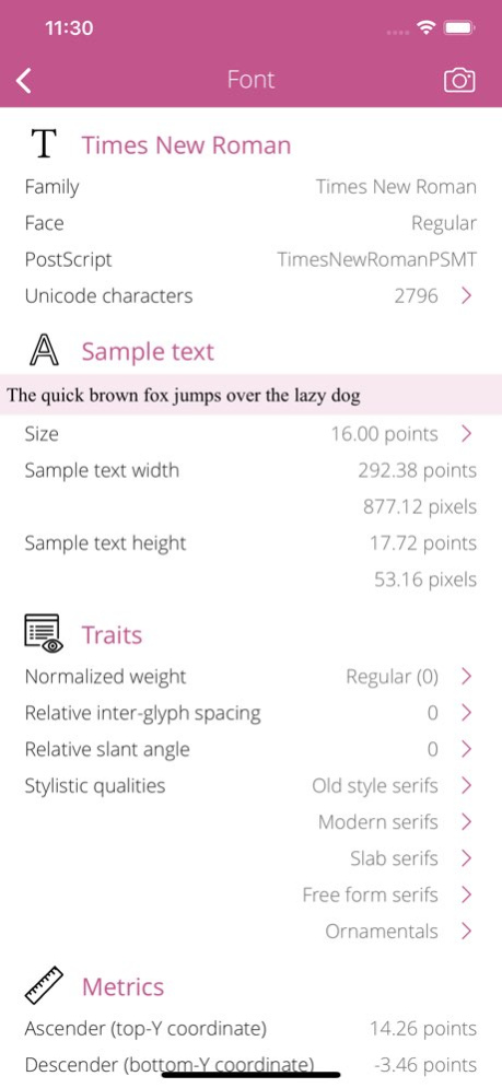 Font Info 1.3 Screenshot