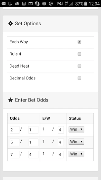 Free Bet Calculator 1.0.0 Screenshot