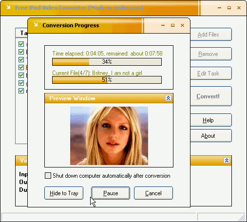 Free iPod Video Converter 1.32 Screenshot