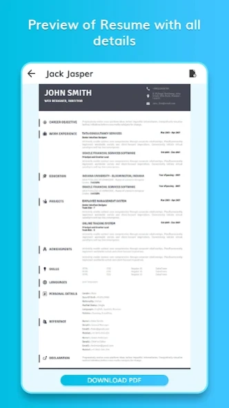 CV: Professional Resume Maker 1.12 Screenshot