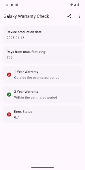 Galaxy Warranty Check 2.0.8 Screenshot