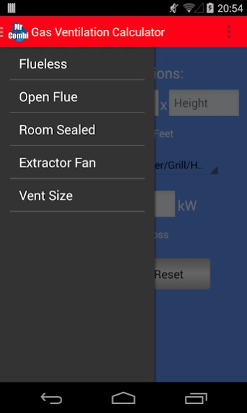 Gas Ventilation Calculator  Screenshot