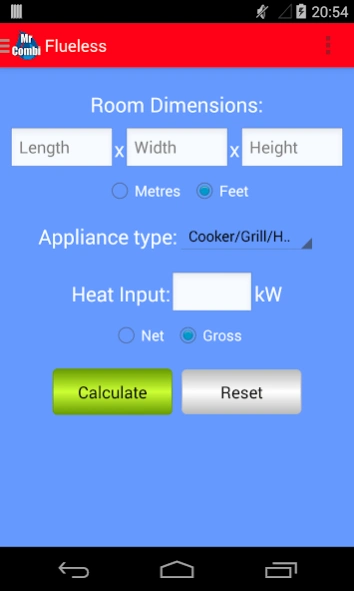 Gas Ventilation Calculator  Screenshot
