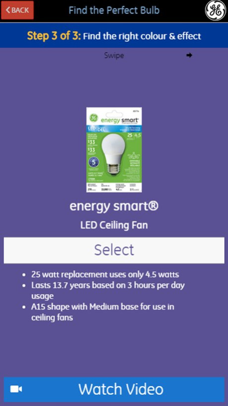 GE Canada Walmart Bulb Finder  Screenshot