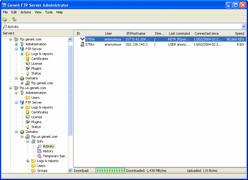 Gene6 FTP Server 3.10.0 Screenshot