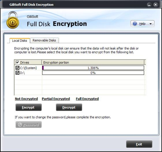 GiliSoft Full Disk Encryption 5.1.37 Screenshot