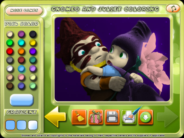 Gnomeo and Juliet Coloring game 1.0 Screenshot