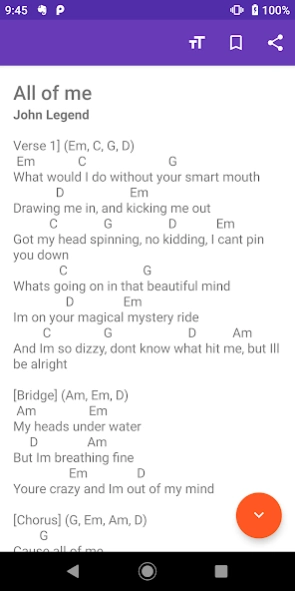 Guitar Chord and Song Lyrics 1.0 Screenshot