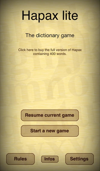 Hapax lite (dictionary game) 1.1 Screenshot