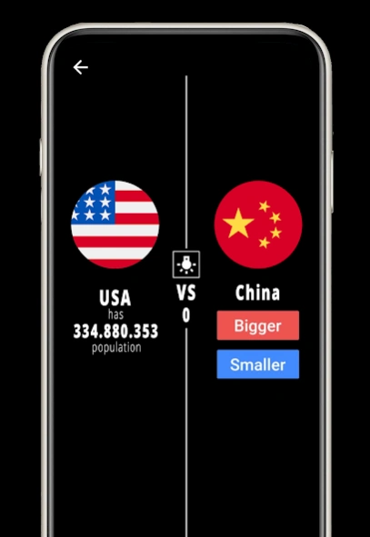 Higher or Lower : Population 1.0.0 Screenshot
