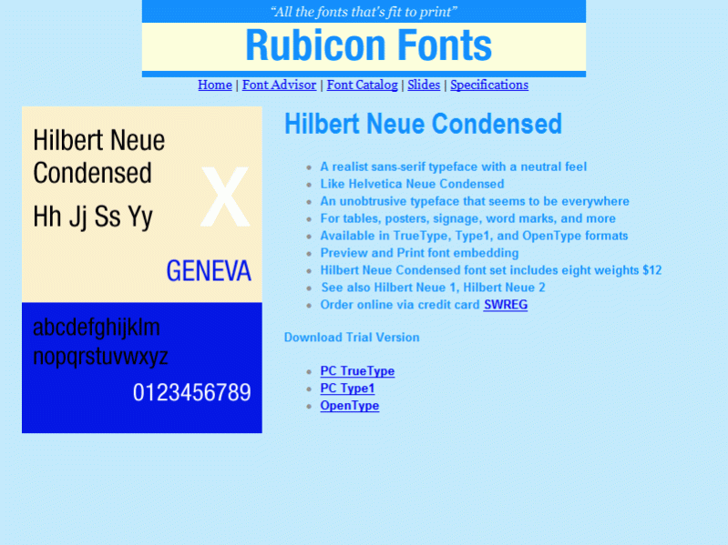 Hilbert Neue Condensed Font TT 2.00 Screenshot