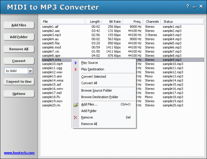 HooTech MIDI to MP3 Converter 2.54.795 Screenshot
