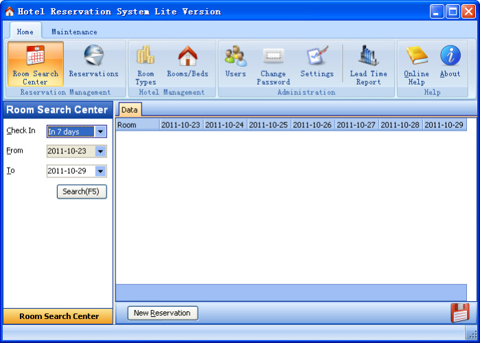 Hotel Reservation System Lite Version 4.3 Screenshot