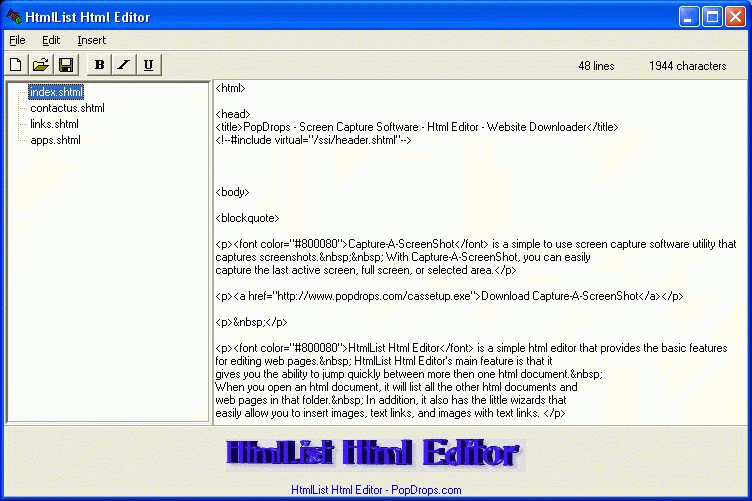 HtmlList Html Editor 1.12 Screenshot