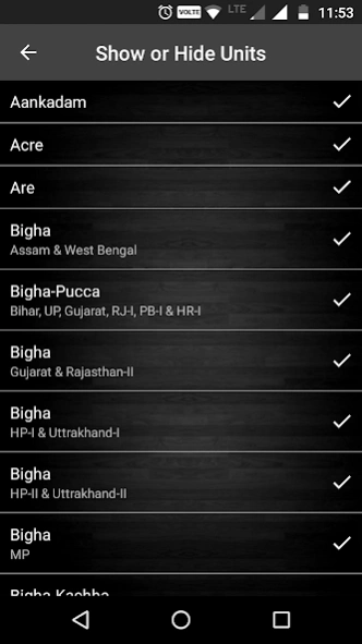 Indian Land Unit Converter  Screenshot