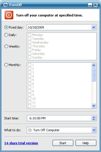 iTurnOff 6.42 Screenshot