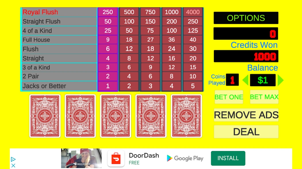 Jacks Or Better - Video Poker 2.5 Screenshot