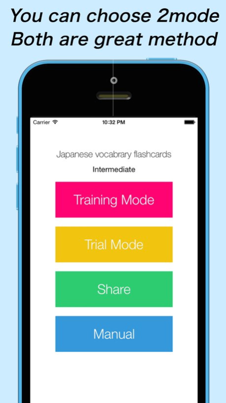 Japanese vocabulary flashcards(Intermediate class) - Free learning 2.0 Screenshot