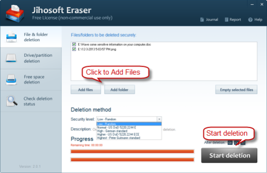 Jihosoft Free Eraser 2.0 Screenshot