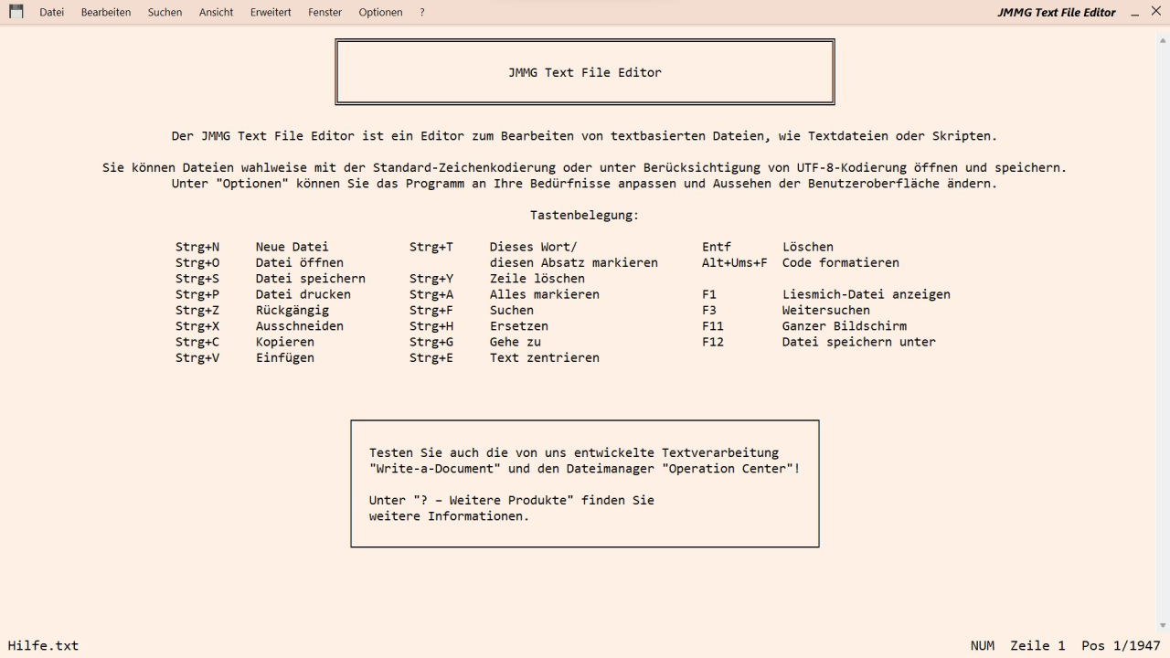 JMMG Text File Editor 1.62 Screenshot