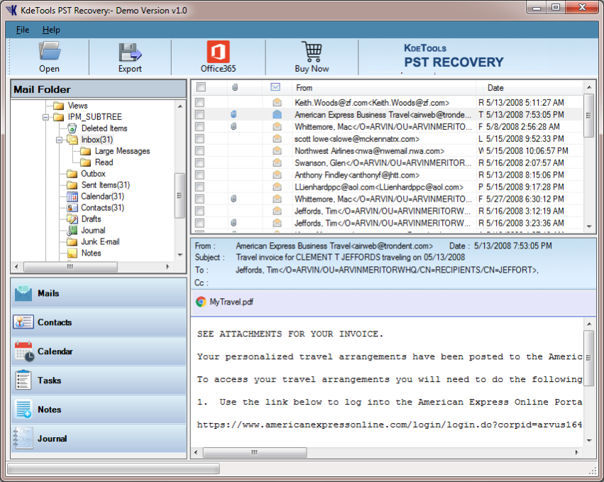 KDETools PST Recovery 1.0 Screenshot