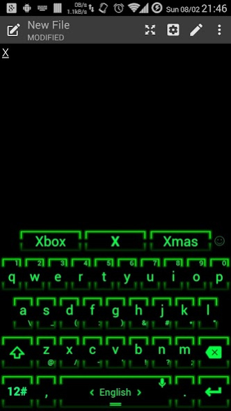 Keyboard Theme Neon 2 Green 250 Screenshot