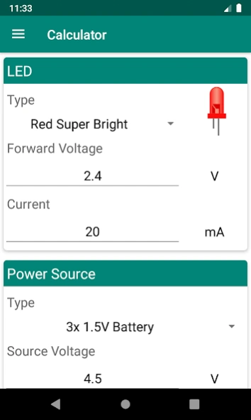 LED Resistor - Calculator 1.0 Screenshot