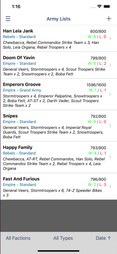 Legion Army List Builder 1.15 Screen Captures 1