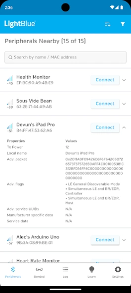 LightBlue(R) - Bluetooth LE 2.14.0 Screenshot