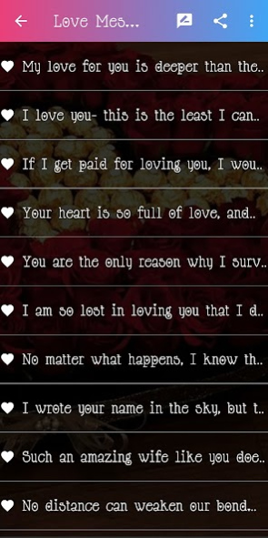 Love Text Messages 2.0 Screenshot