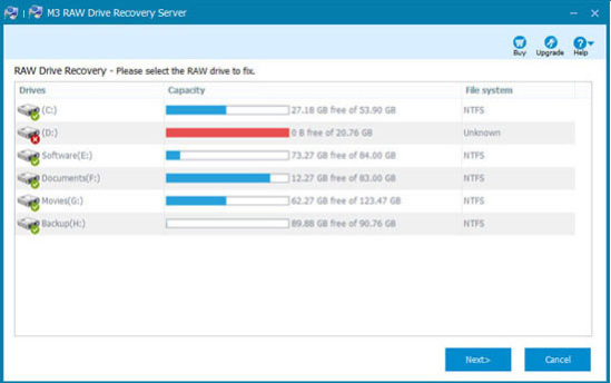 M3 RAW Drive Recovery Server 5.3 Screenshot