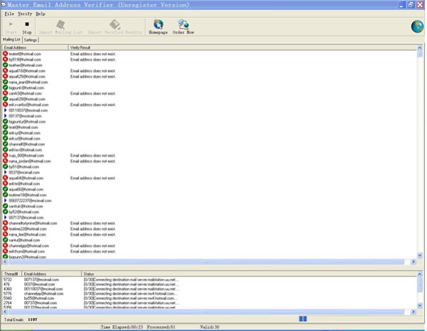 Master Email Address Verifier 7.73 Screenshot