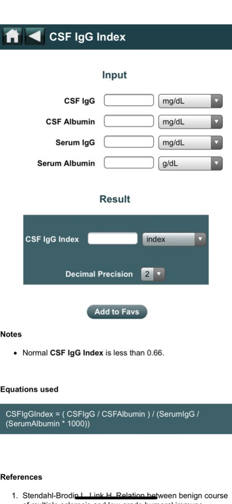 EBMcalc Neurology 23.4 Screenshot