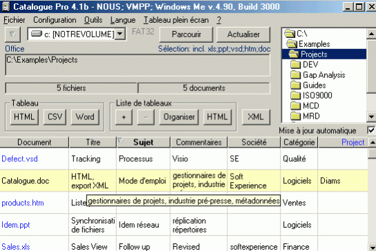 MetaDataMiner Catalogue PRO Francais 4.2.26 Screenshot
