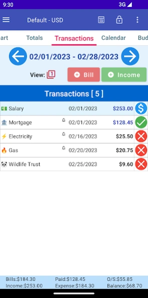 MoBill Budget and Reminder 5.3.2 Screenshot