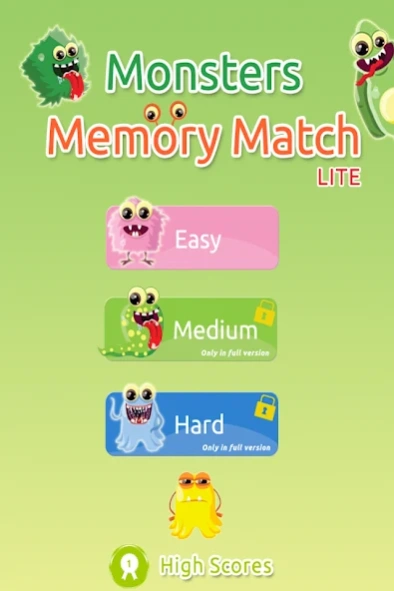 Monsters Memory Match Lite  Screenshot