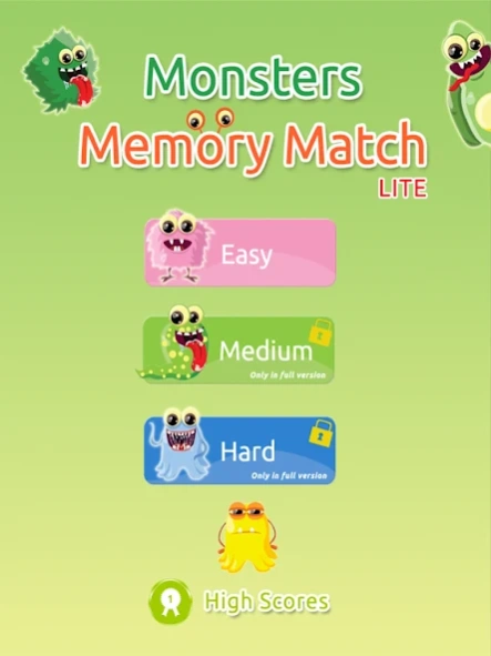 Monsters Memory Match Lite  Screenshot