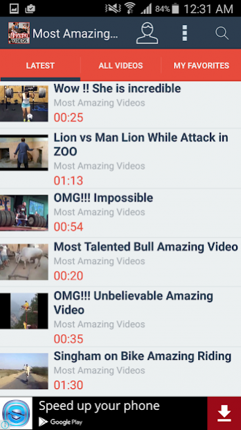Most Amazing Videos HD 1.1 Screenshot