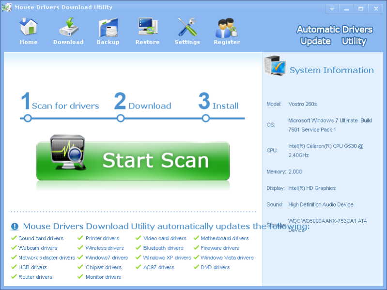 Mouse Drivers Download Utility 3.5.0 Screenshot