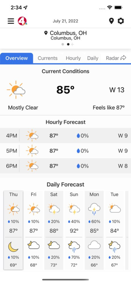 NBC4 Wx 7.1.0 Screenshot