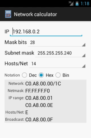 Network calculator 1.2.6 Screenshot