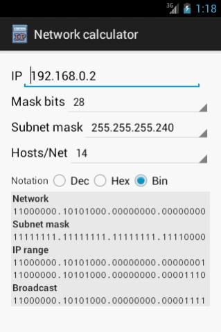 Network calculator 1.2.6 Screenshot