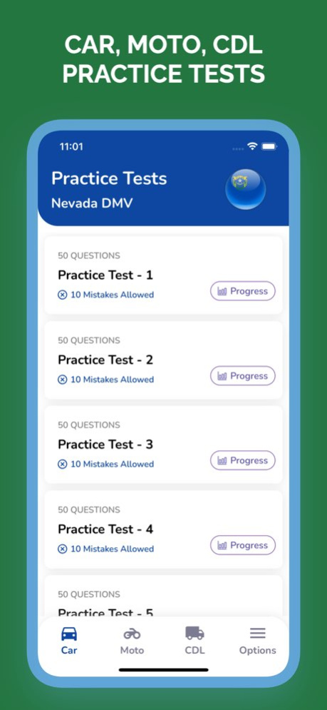 Nevada NV DMV Permit Test 4.2 Screenshot