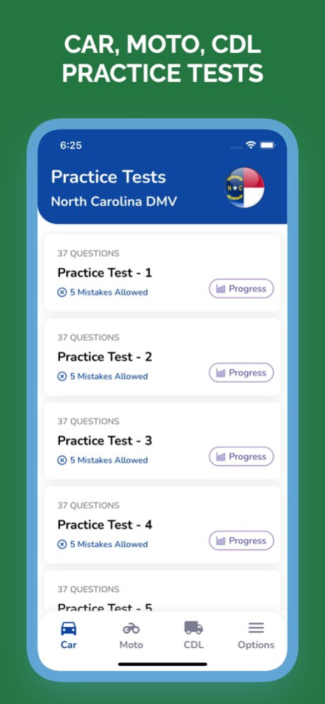 NC DMV Permit Test Practice 4.2 Screenshot