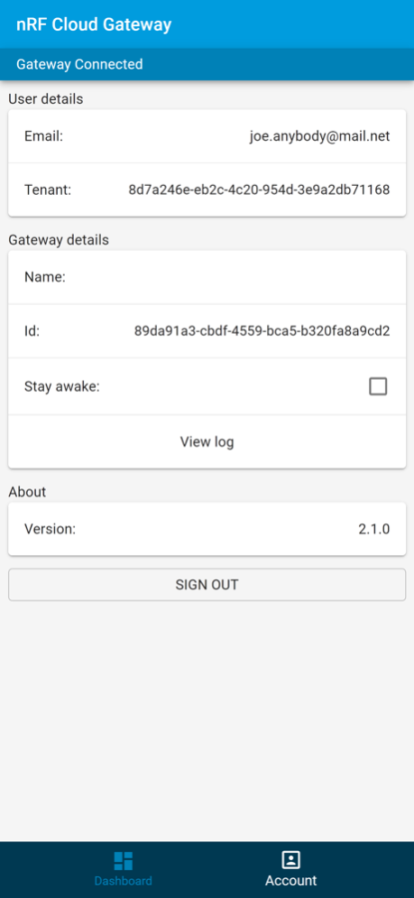nRF Cloud Gateway 2.4.2 Screenshot