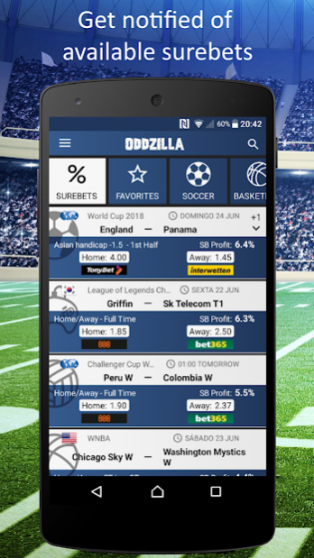 Oddzilla - Sports Odds and Surebets 1.2.0 Screenshot