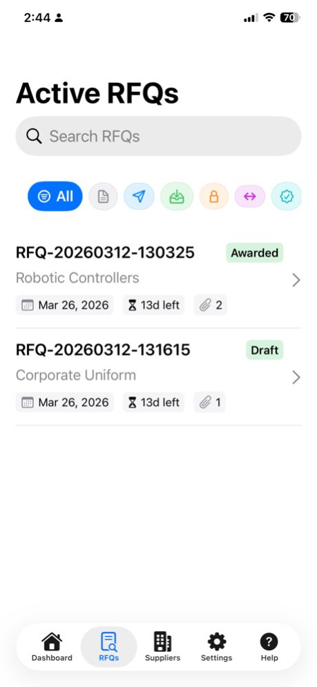 OpenRFQ – RFQ Sourcing 3.1.2 Screenshot
