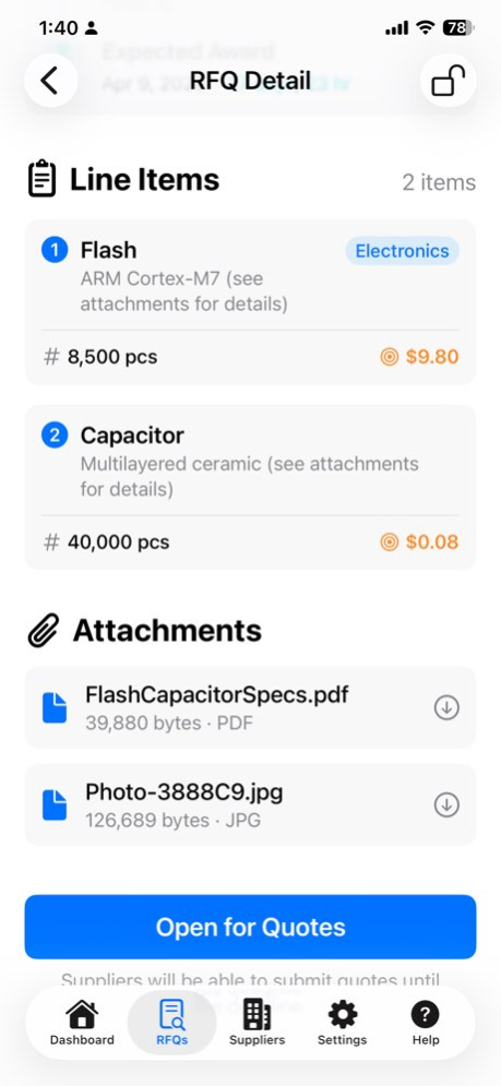 OpenRFQ – RFQ Sourcing 3.1.2 Screenshot